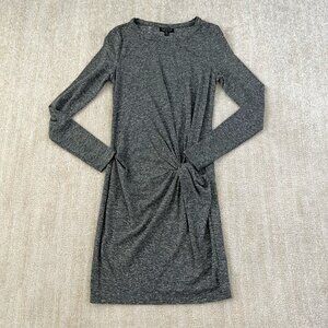 Topshop Long Sleeve Draped Knit Dress US 2 Gray